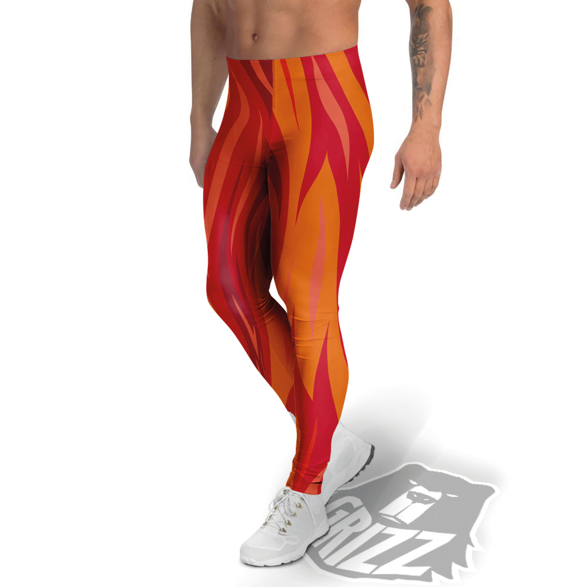 Fire In Hell Print Pattern Men's Leggings-grizzshop