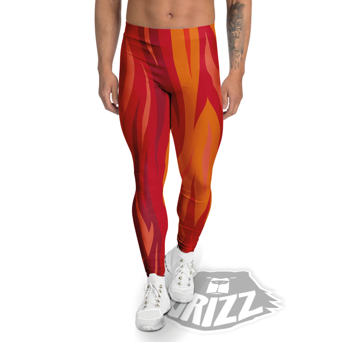 Fire In Hell Print Pattern Men's Leggings-grizzshop