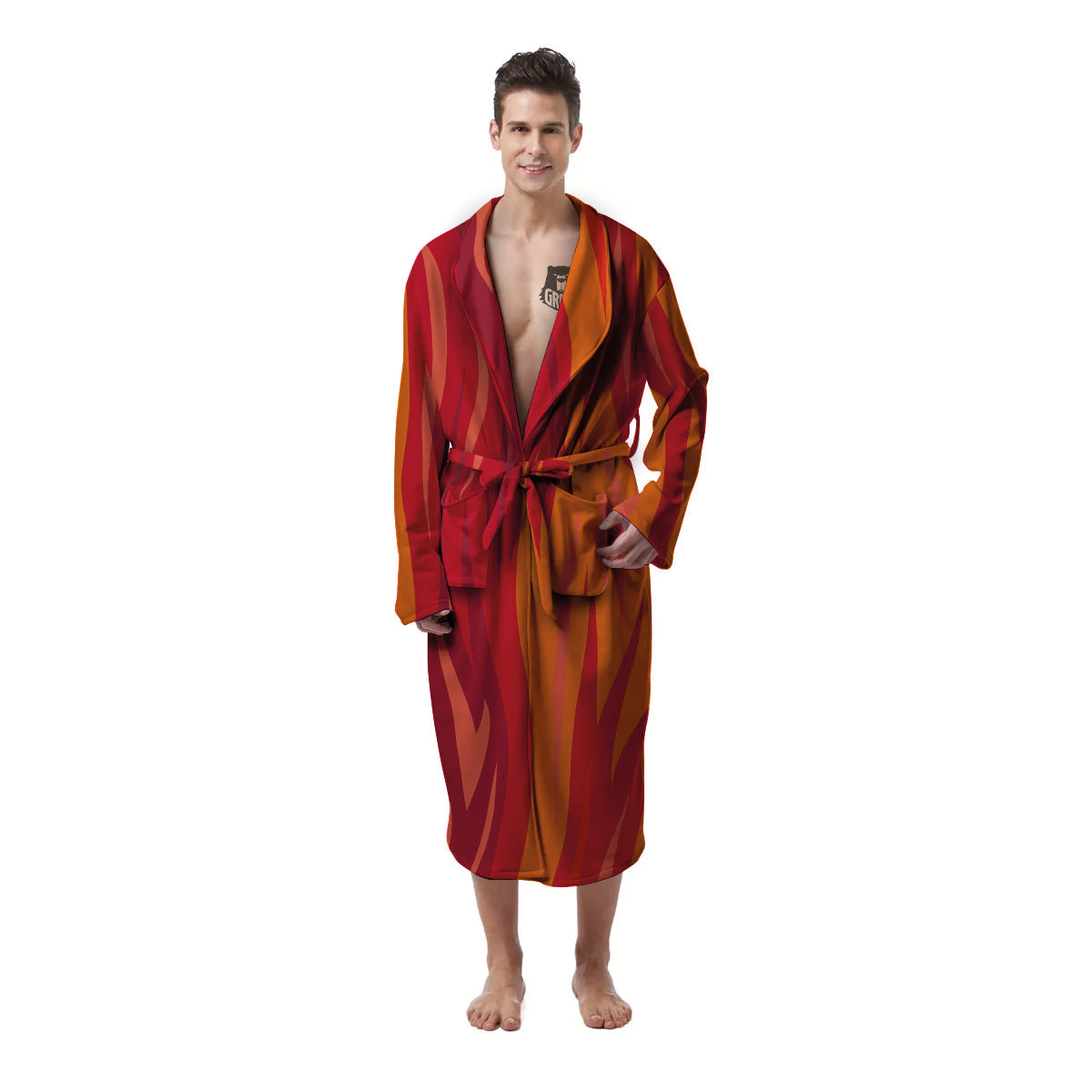 Fire In Hell Print Pattern Men's Robe-grizzshop