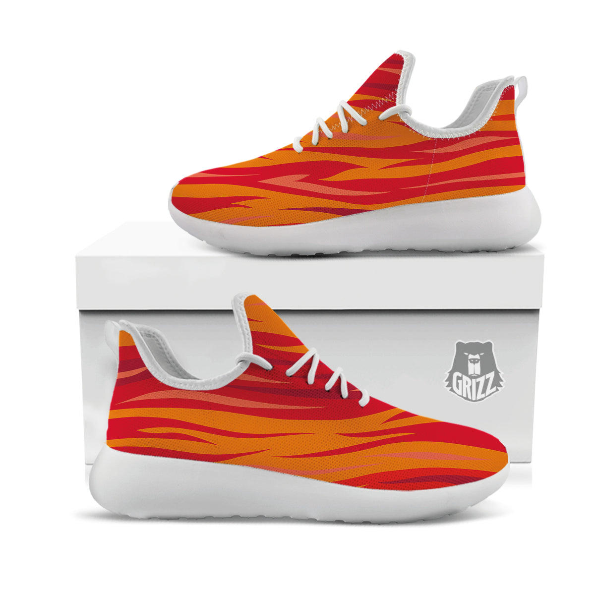 Fire In Hell Print Pattern White Athletic Shoes-grizzshop
