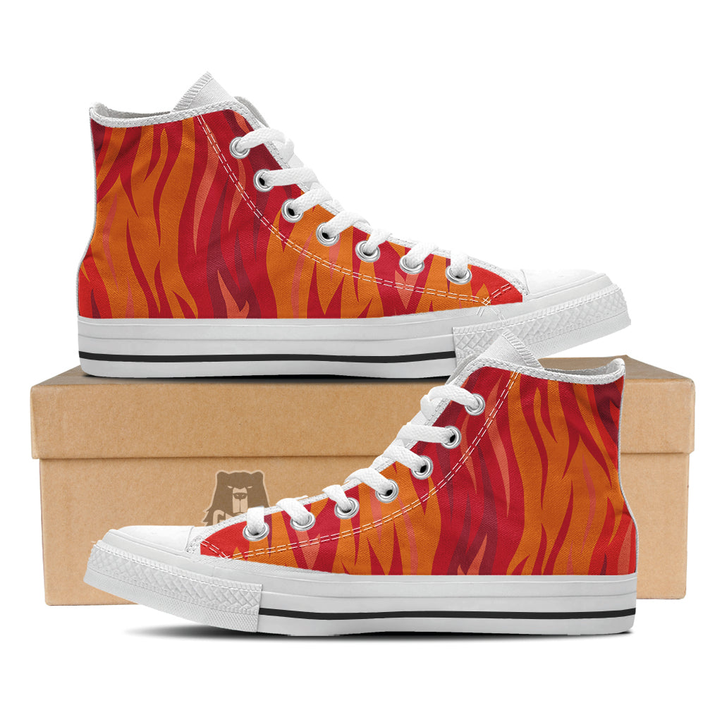 Fire In Hell Print Pattern White High Top Shoes-grizzshop