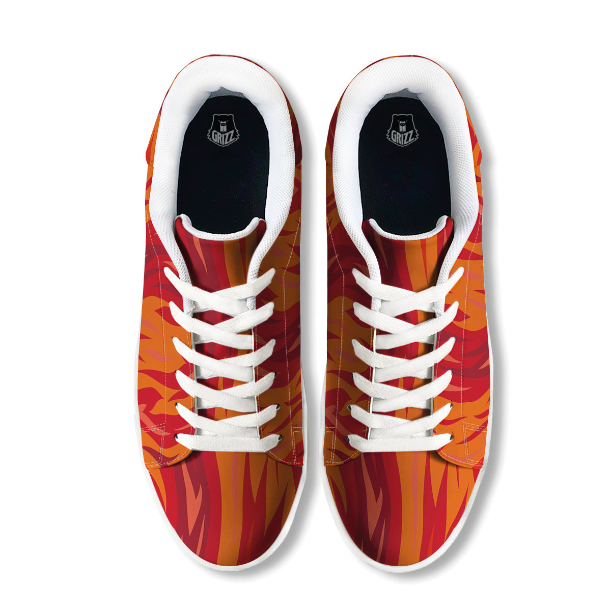 Fire In Hell Print Pattern White Low Top Sneakers-grizzshop