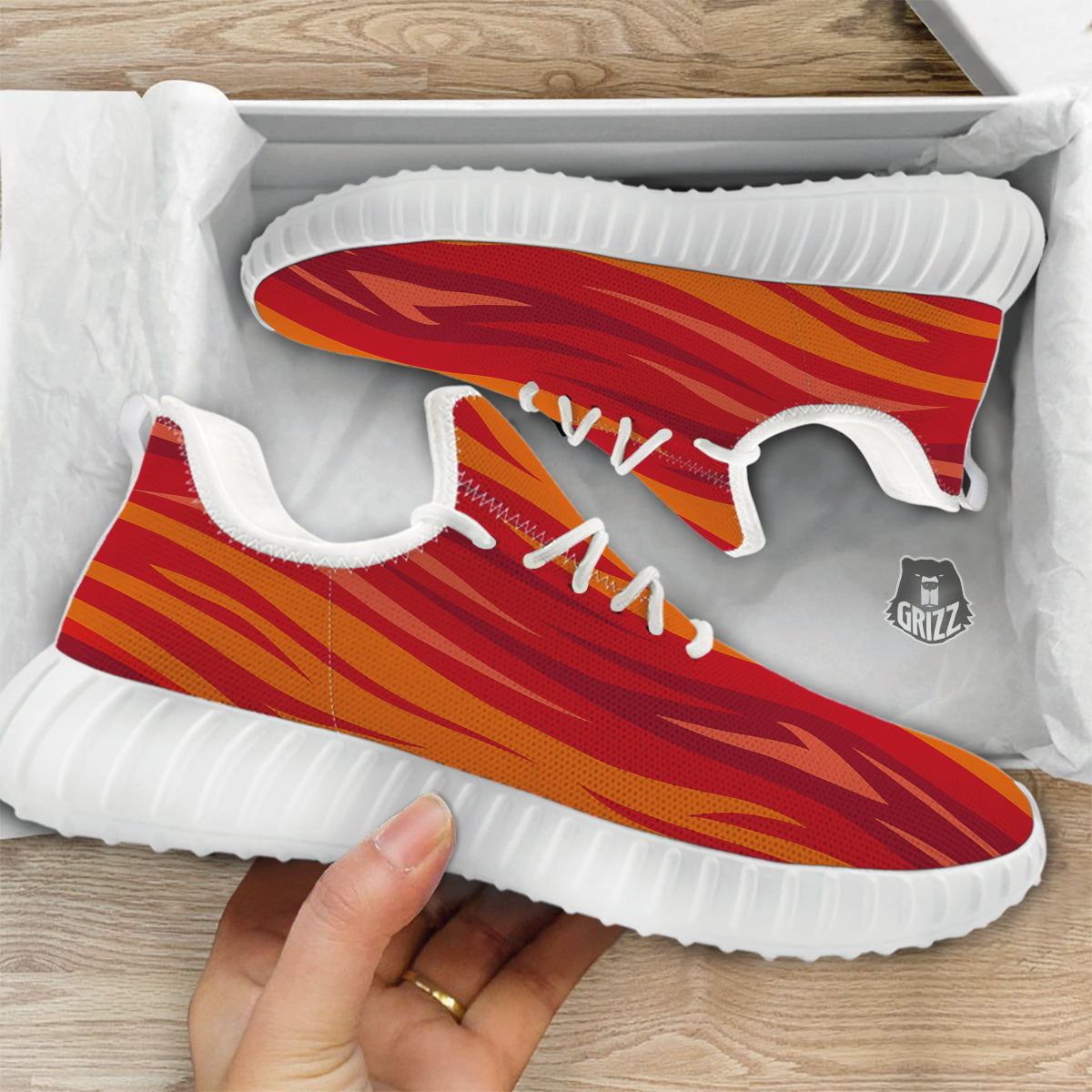 Fire In Hell Print Pattern White Walking Shoes-grizzshop