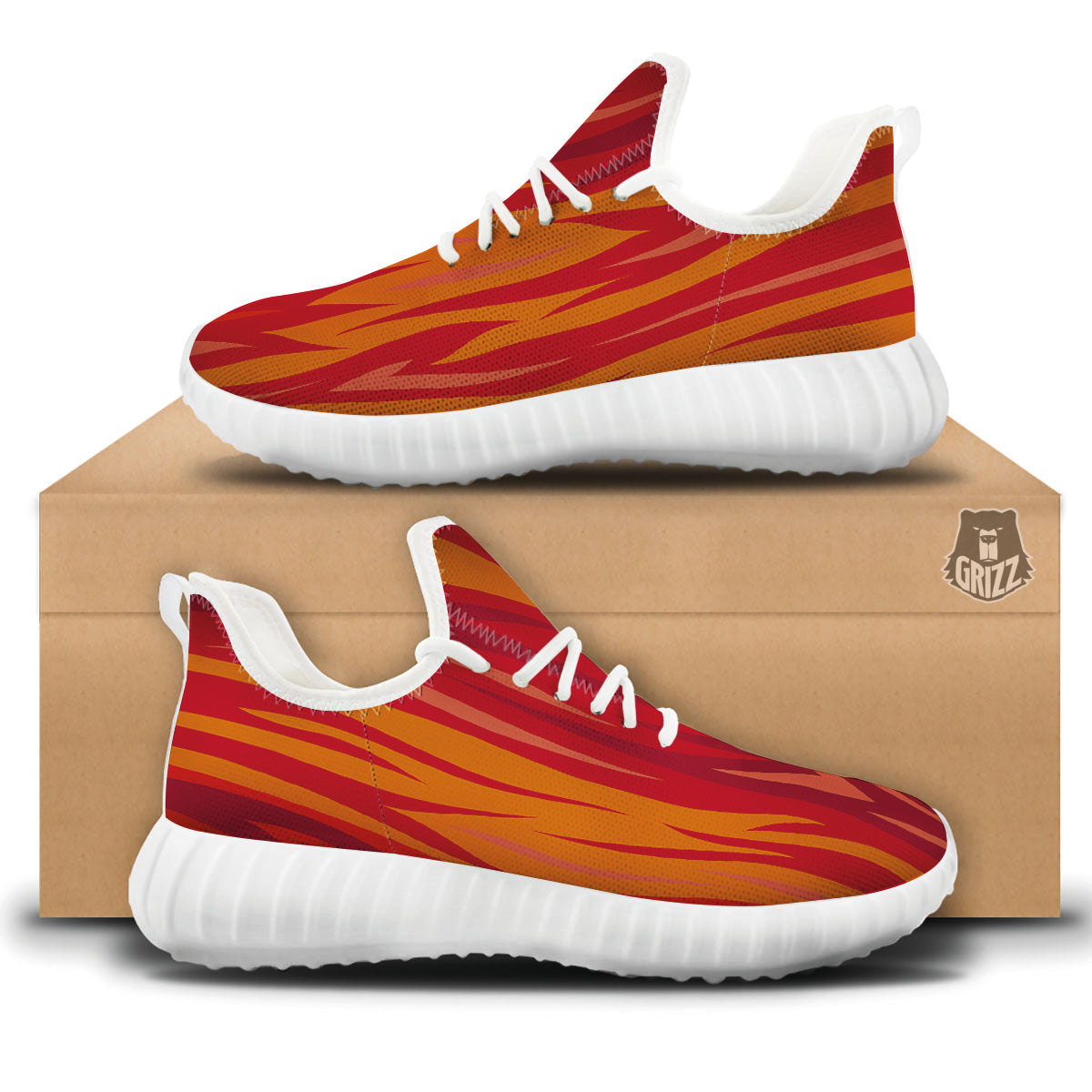 Fire In Hell Print Pattern White Walking Shoes-grizzshop