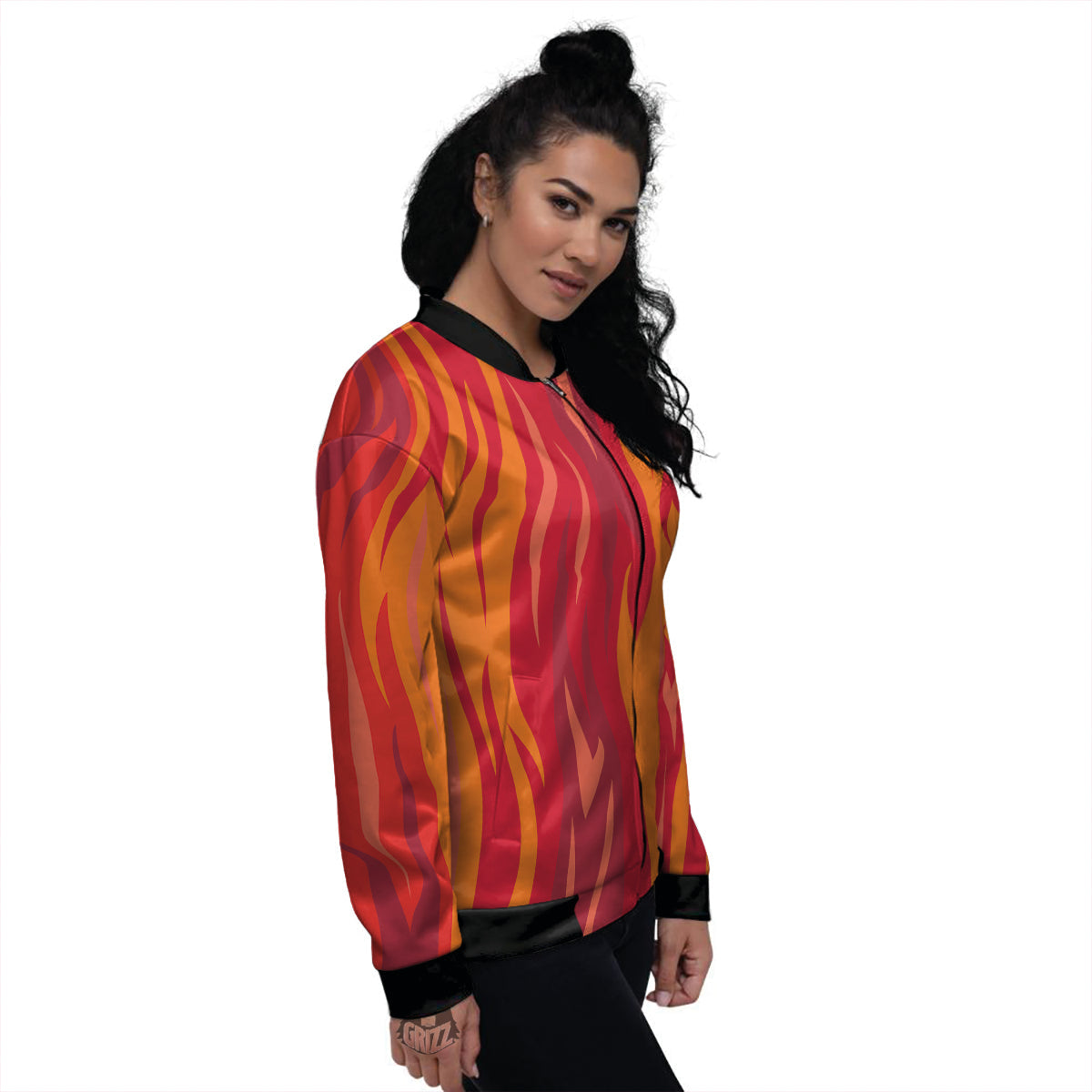 Fire In Hell Print Pattern Women's Bomber Jacket-grizzshop