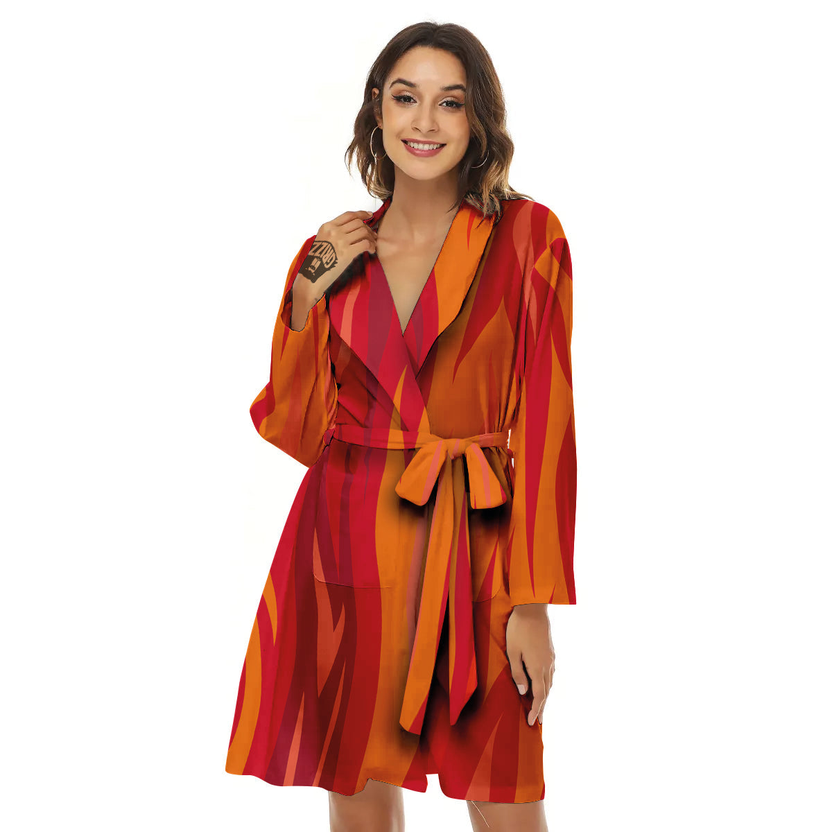 Fire In Hell Print Pattern Women's Robe-grizzshop