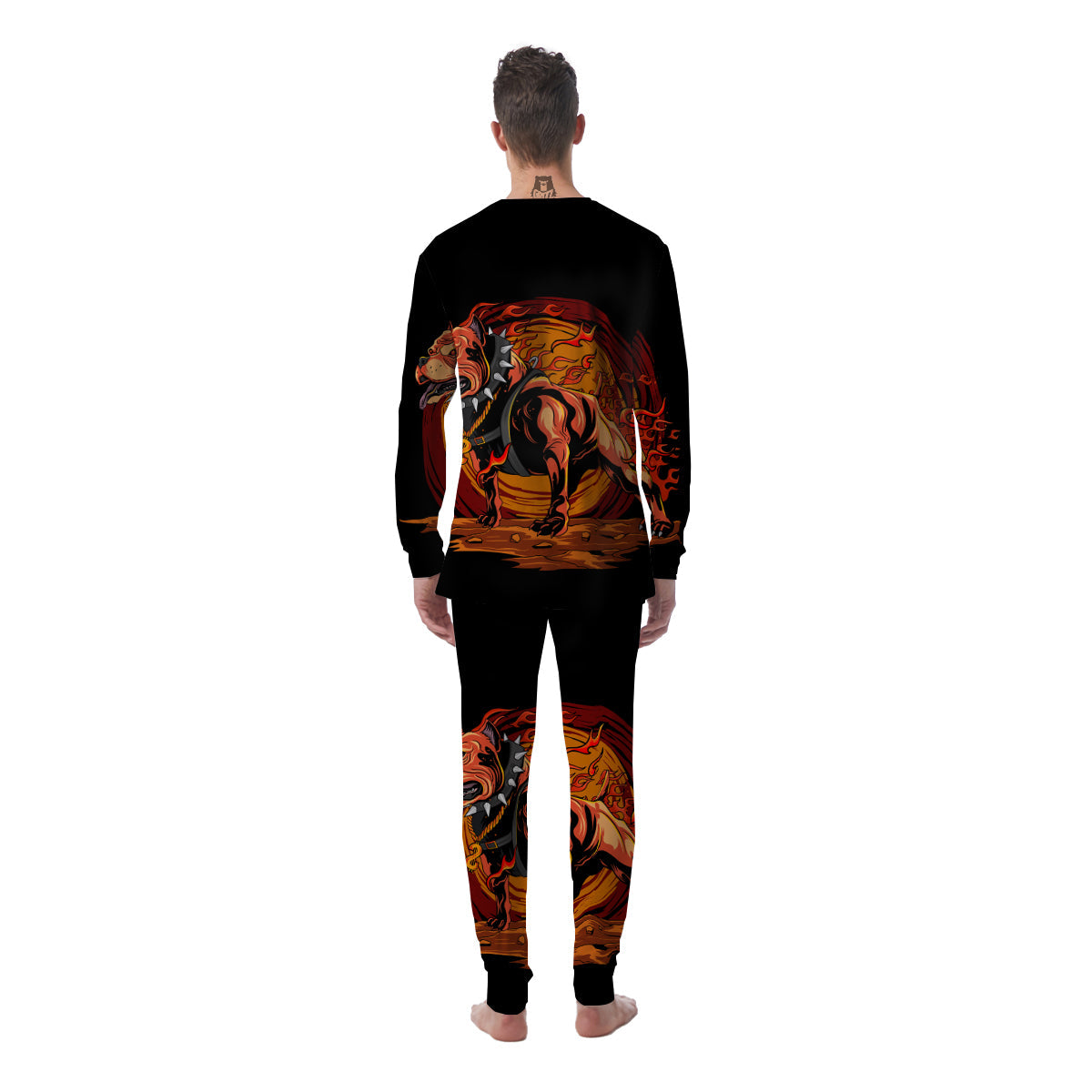 Fire Pitbull Print Men's Pajamas-grizzshop