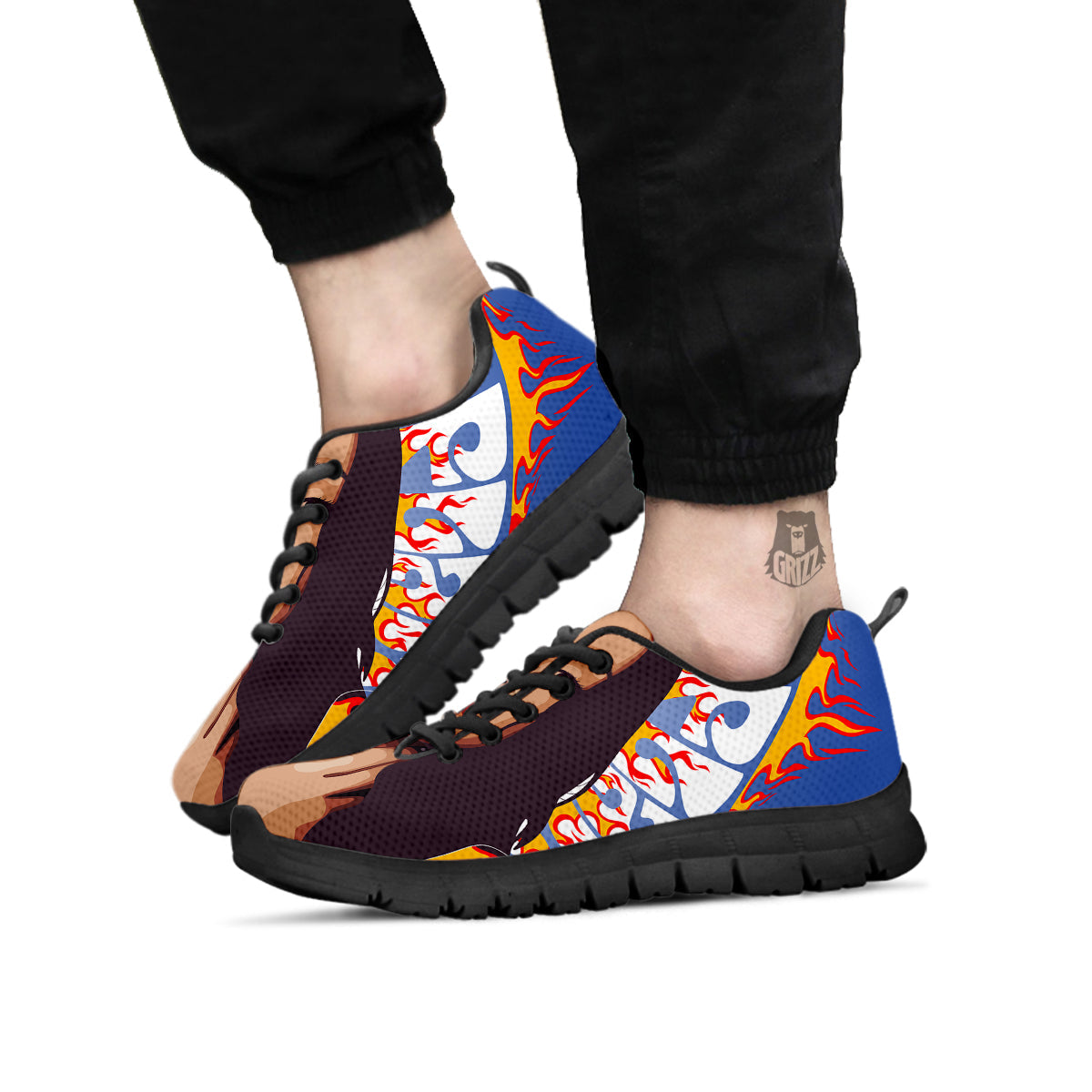 Fire Psychedelic Women Print Black Sneaker-grizzshop