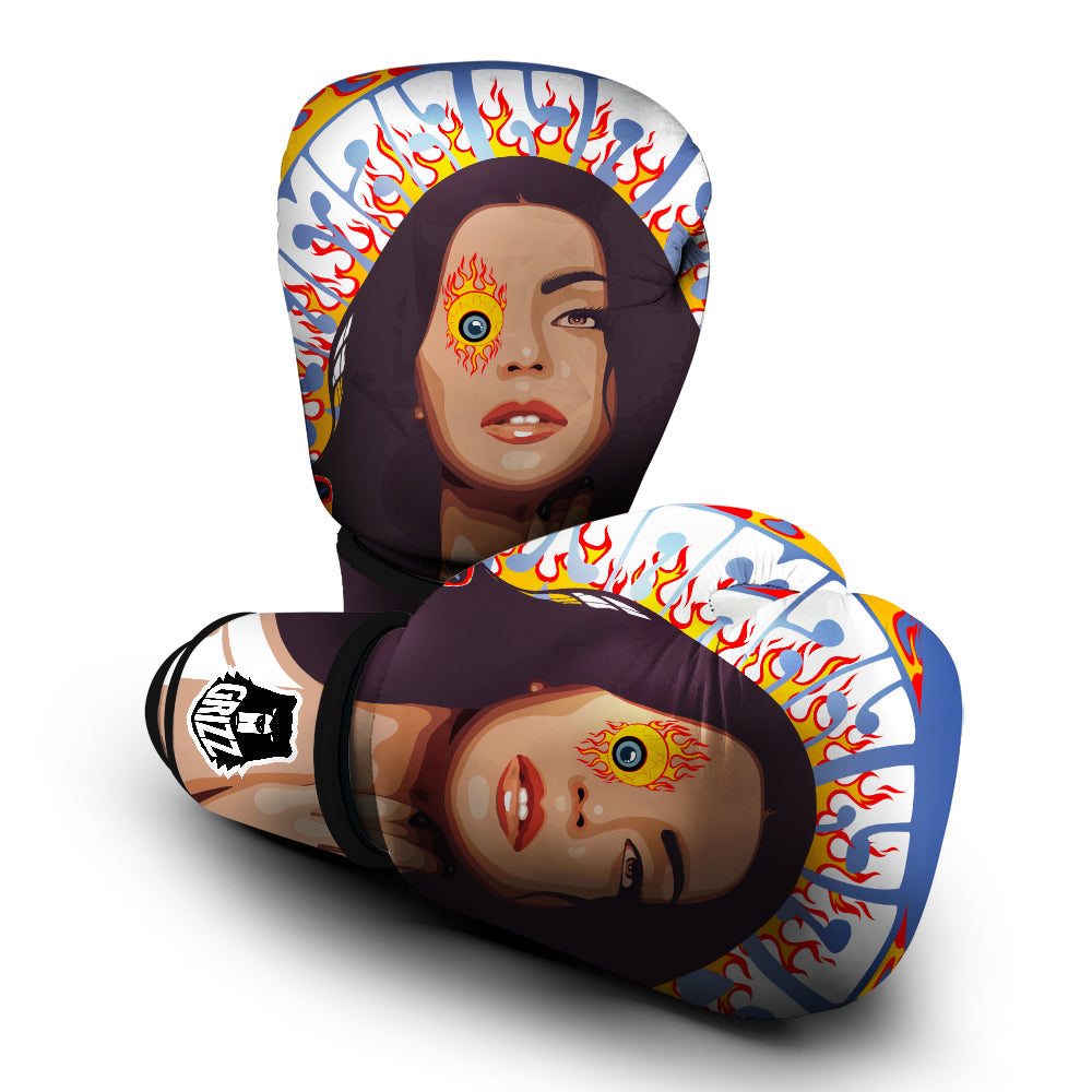 Fire Psychedelic Women Print Boxing Gloves-grizzshop