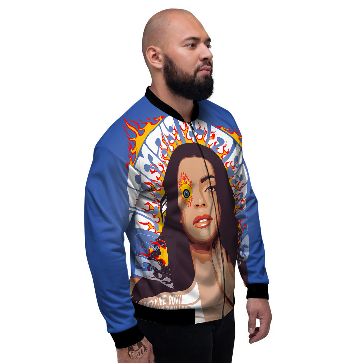 Fire Psychedelic Women Print Men's Bomber Jacket-grizzshop
