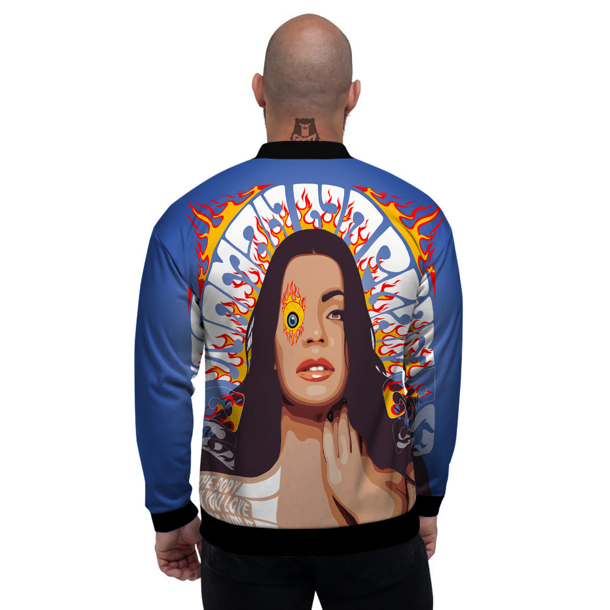 Fire Psychedelic Women Print Men's Bomber Jacket-grizzshop