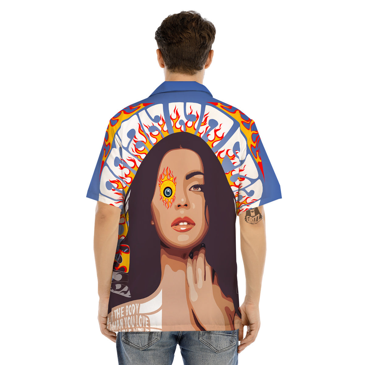 Fire Psychedelic Women Print Men's Hawaiian Shirt-grizzshop