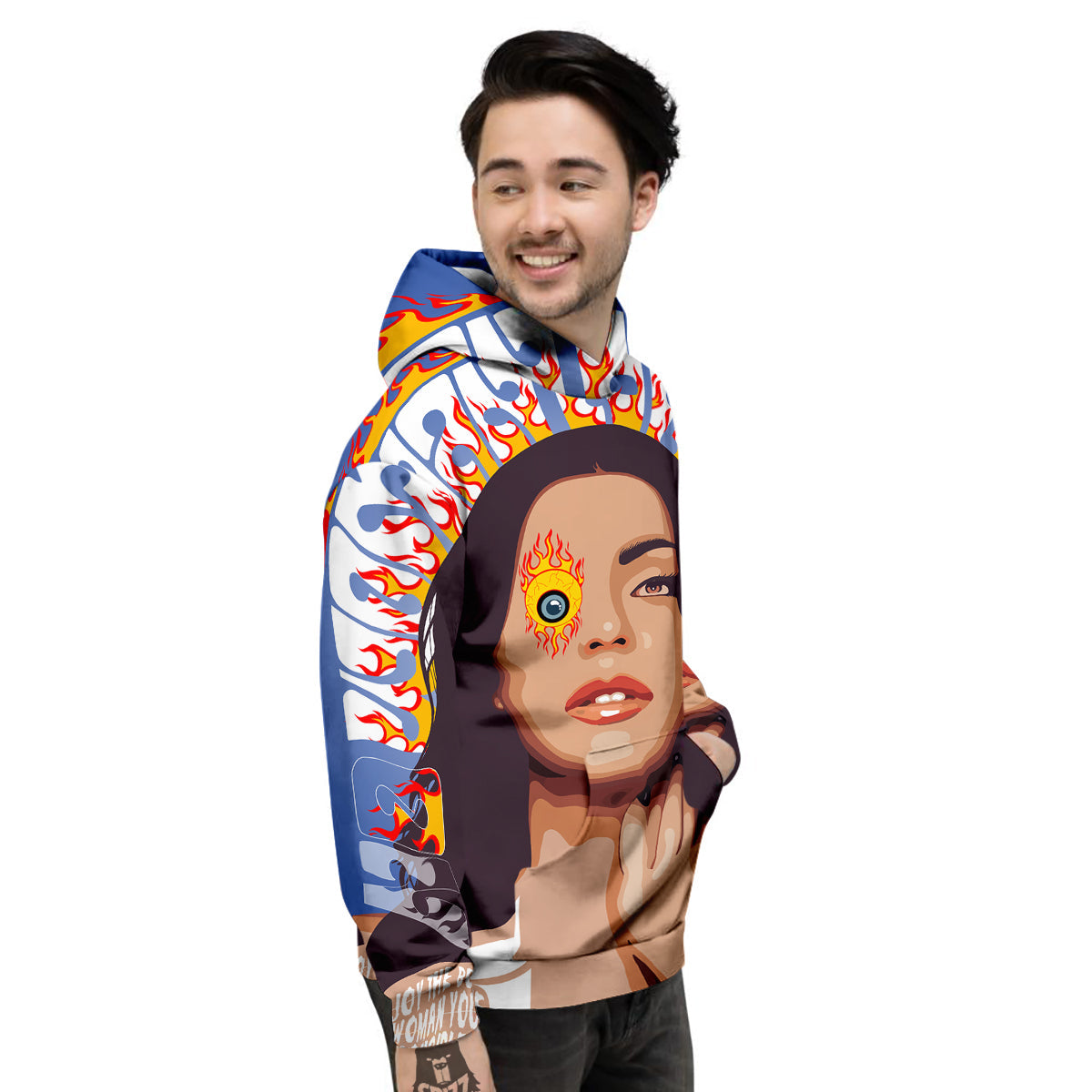 Fire Psychedelic Women Print Men's Hoodie-grizzshop