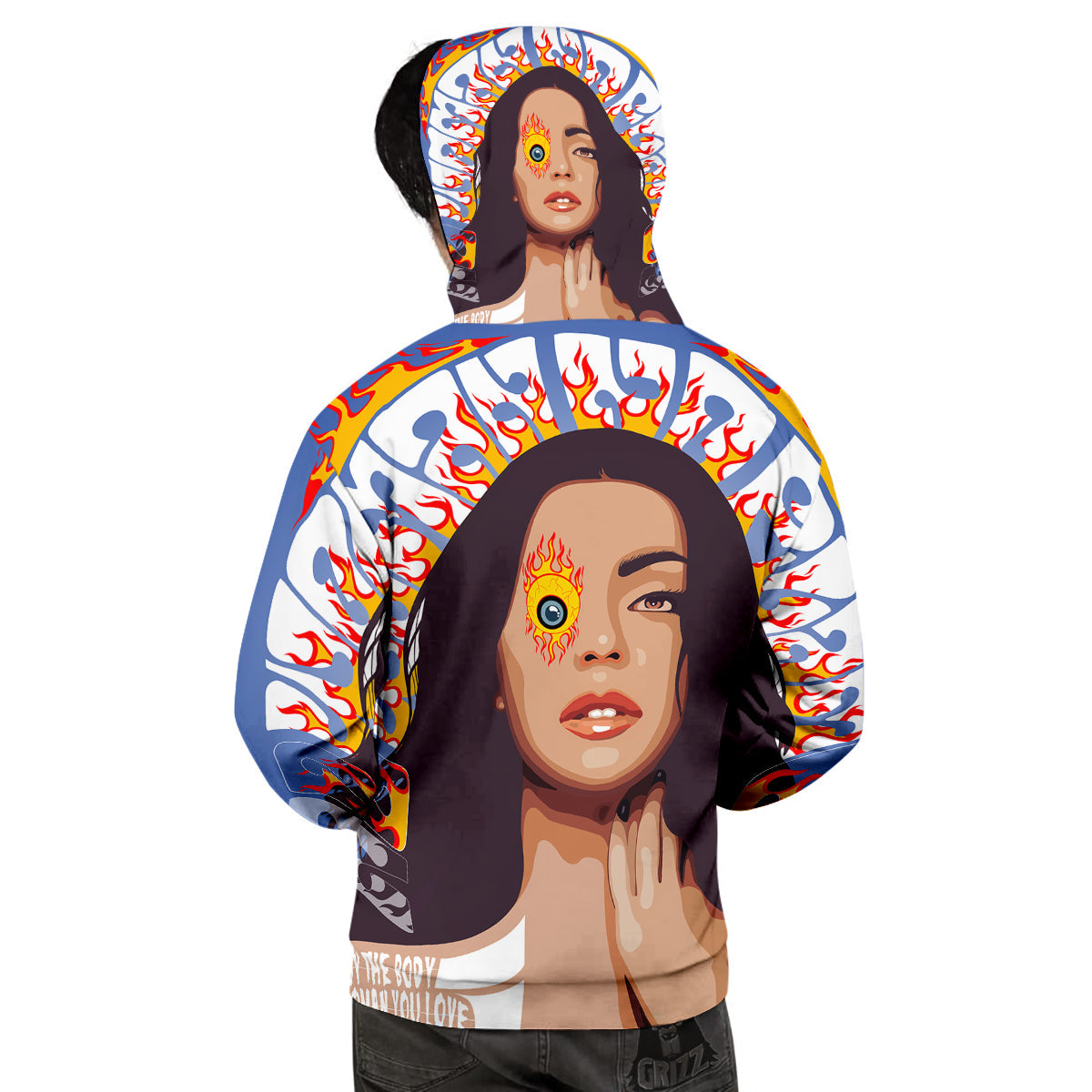 Fire Psychedelic Women Print Men's Hoodie-grizzshop