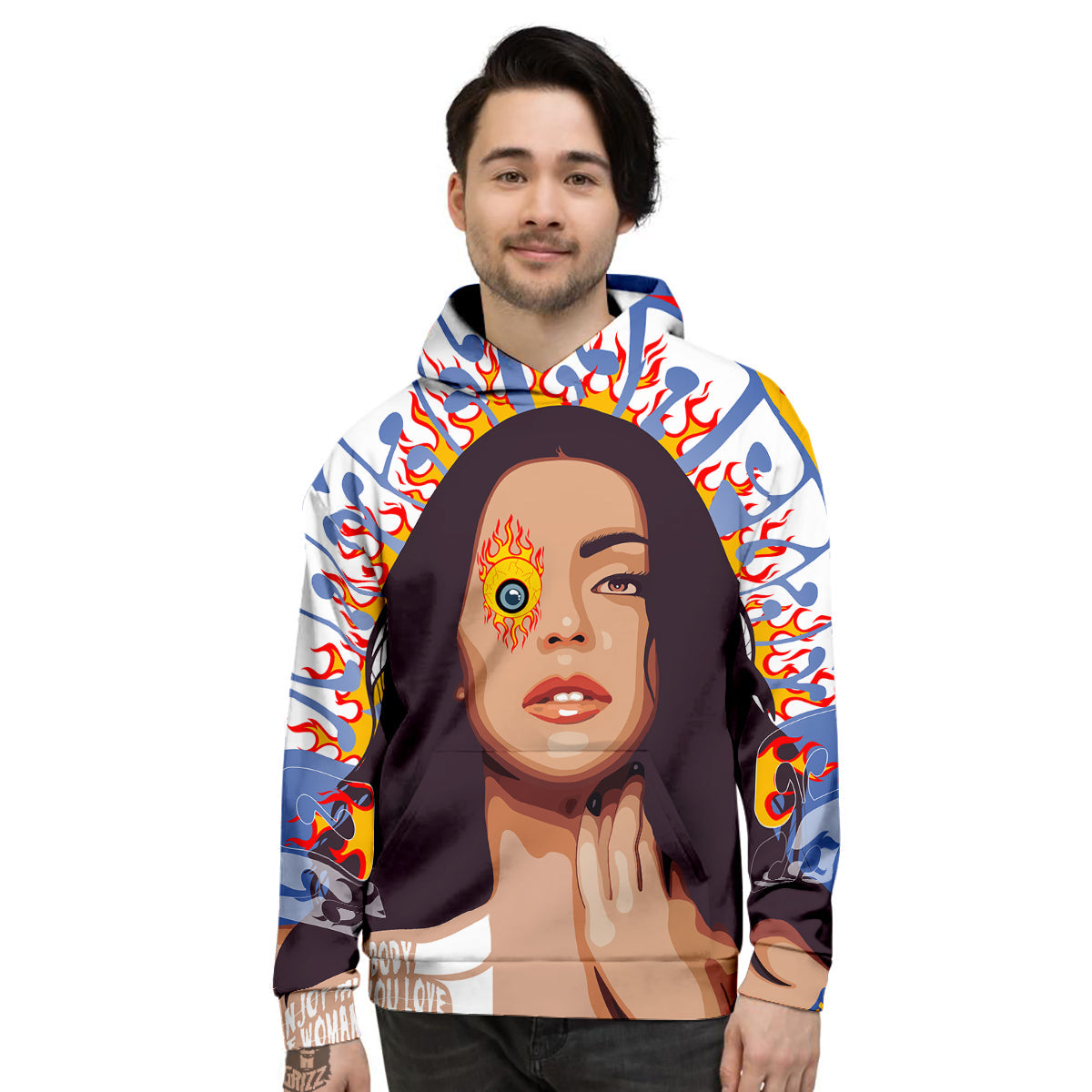 Fire Psychedelic Women Print Men's Hoodie-grizzshop
