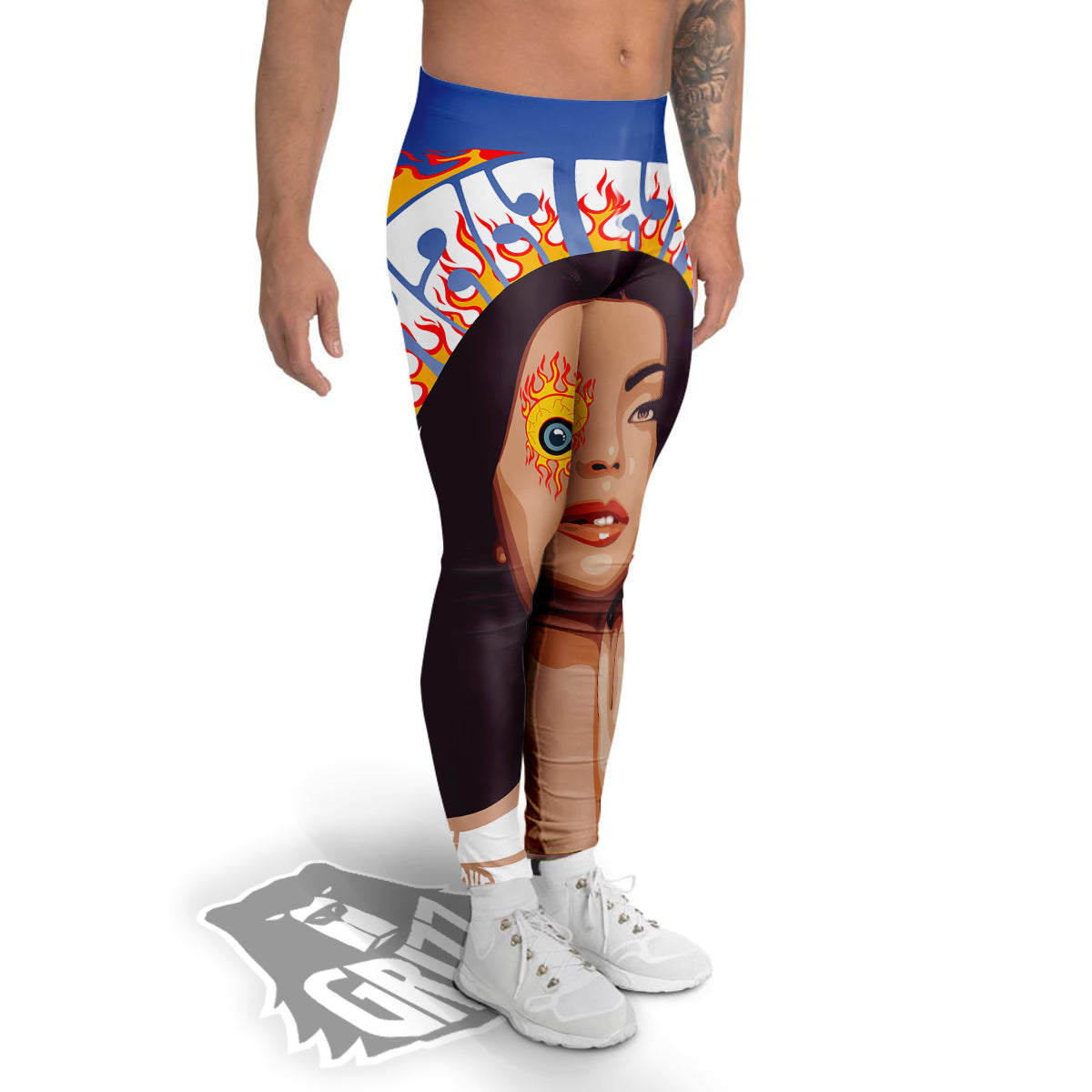 Fire Psychedelic Women Print Men's Leggings-grizzshop