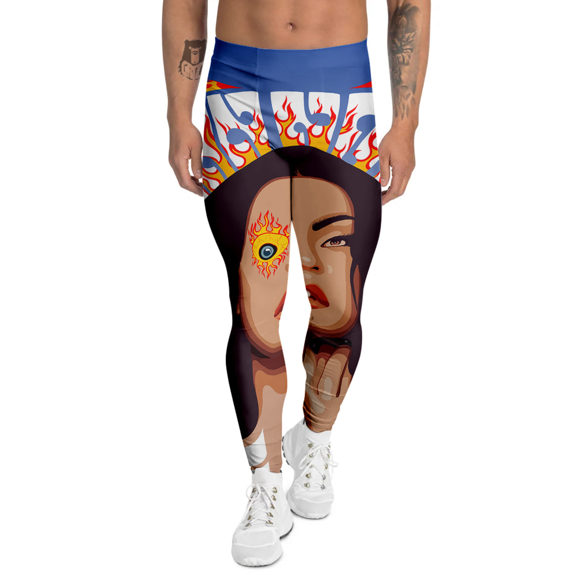 Fire Psychedelic Women Print Men's Leggings-grizzshop