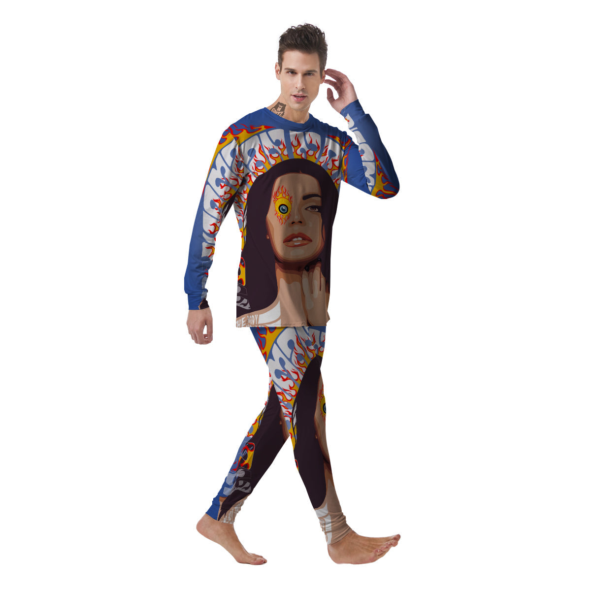 Fire Psychedelic Women Print Men's Pajamas-grizzshop