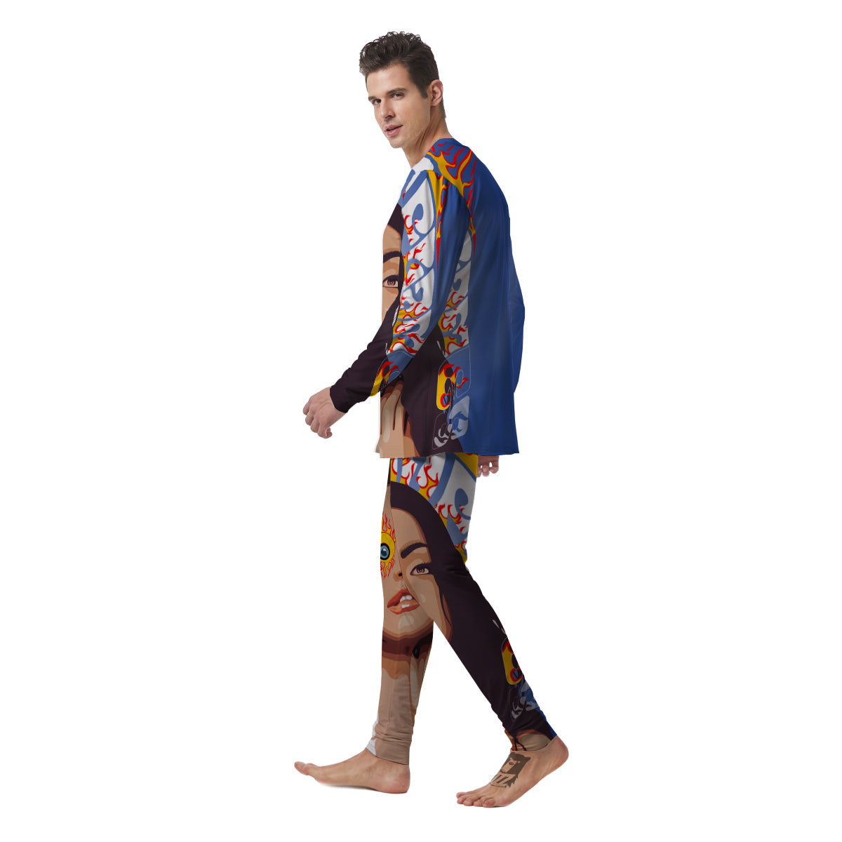 Fire Psychedelic Women Print Men's Pajamas-grizzshop