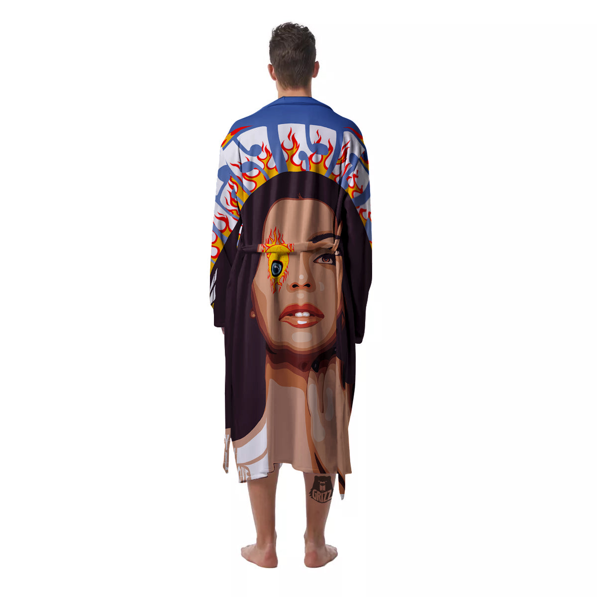 Fire Psychedelic Women Print Men's Robe-grizzshop