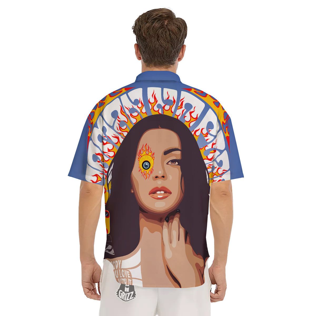 Fire Psychedelic Women Print Men's Short Sleeve Shirts-grizzshop