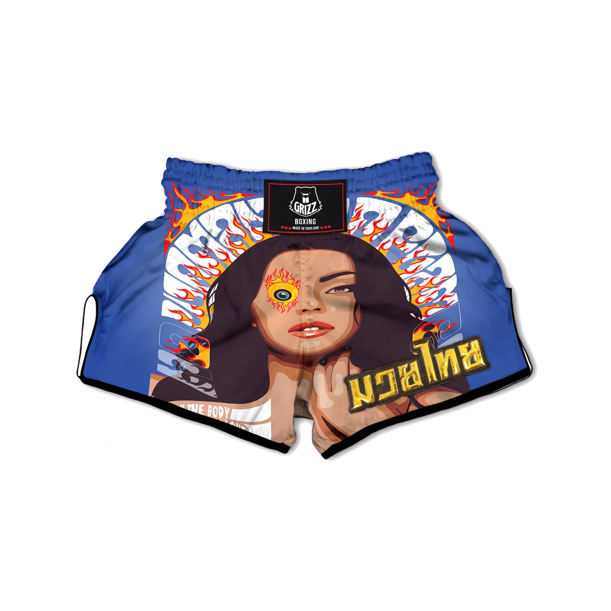 Fire Psychedelic Women Print Muay Thai Boxing Shorts-grizzshop