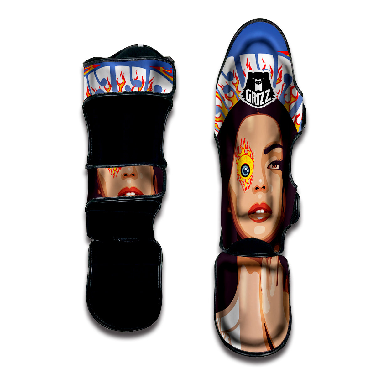 Fire Psychedelic Women Print Muay Thai Shin Guards-grizzshop