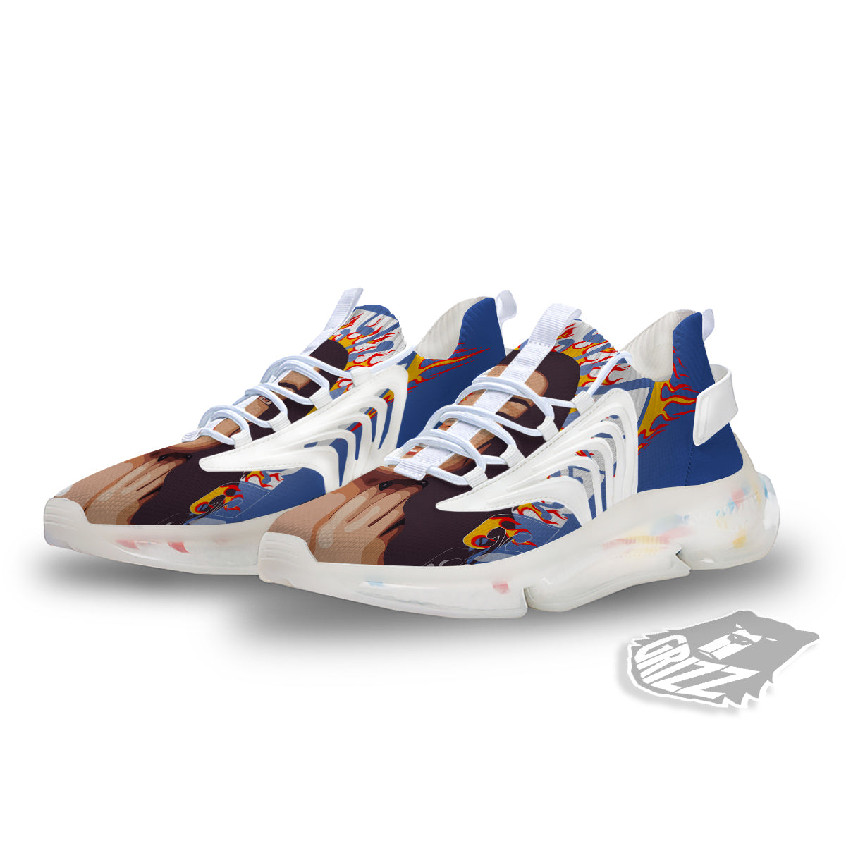 Fire Psychedelic Women Print White Gym Shoes-grizzshop