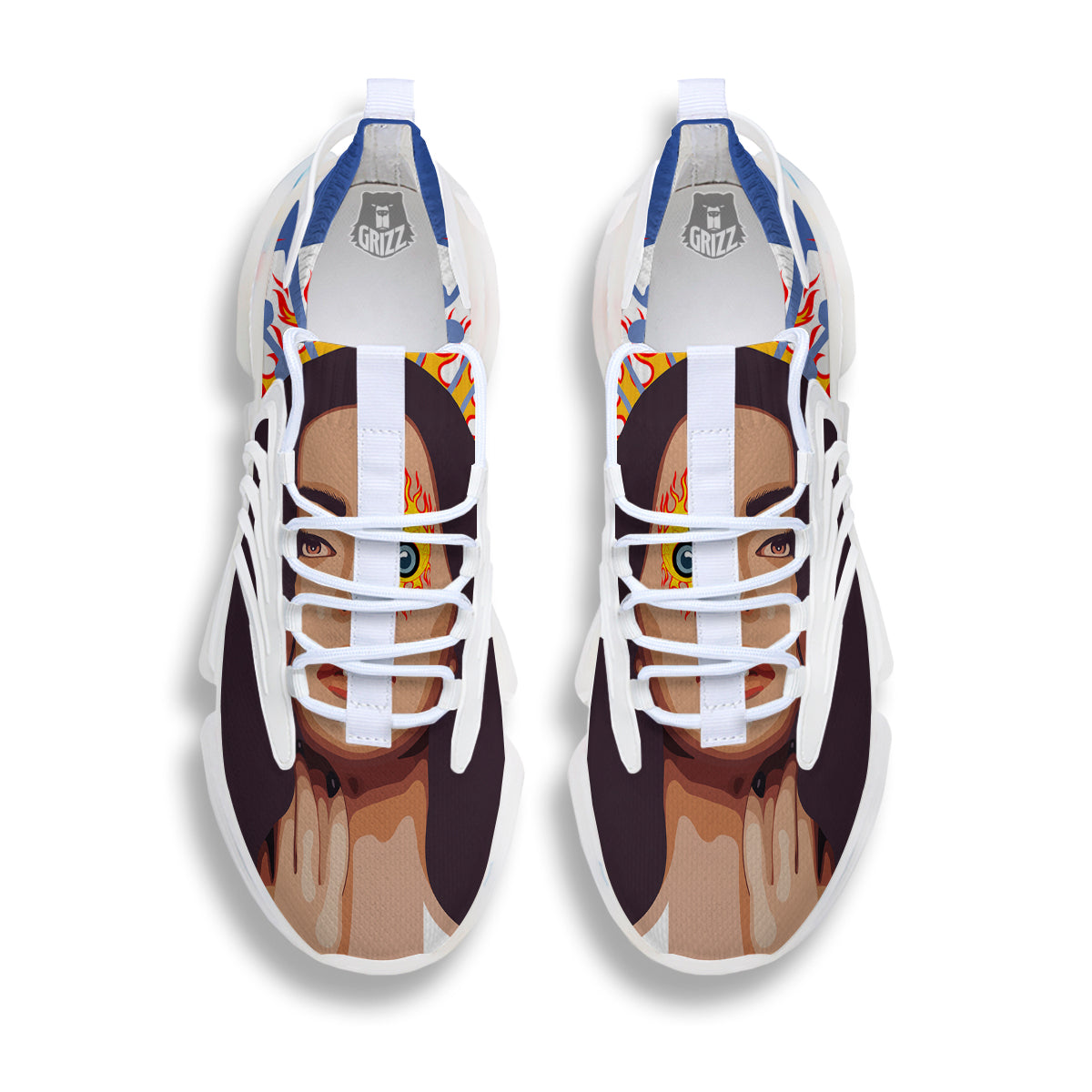 Fire Psychedelic Women Print White Gym Shoes-grizzshop