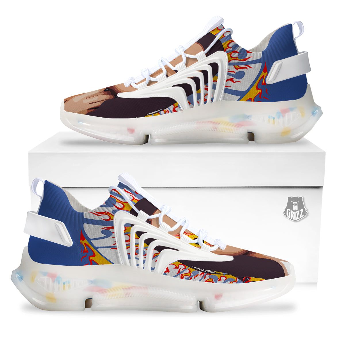 Fire Psychedelic Women Print White Gym Shoes-grizzshop