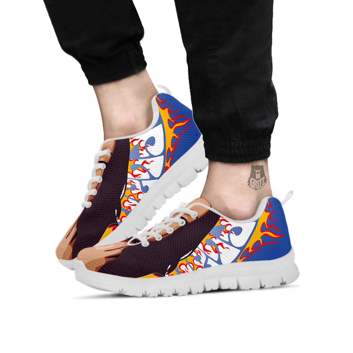 Fire Psychedelic Women Print White Sneaker-grizzshop