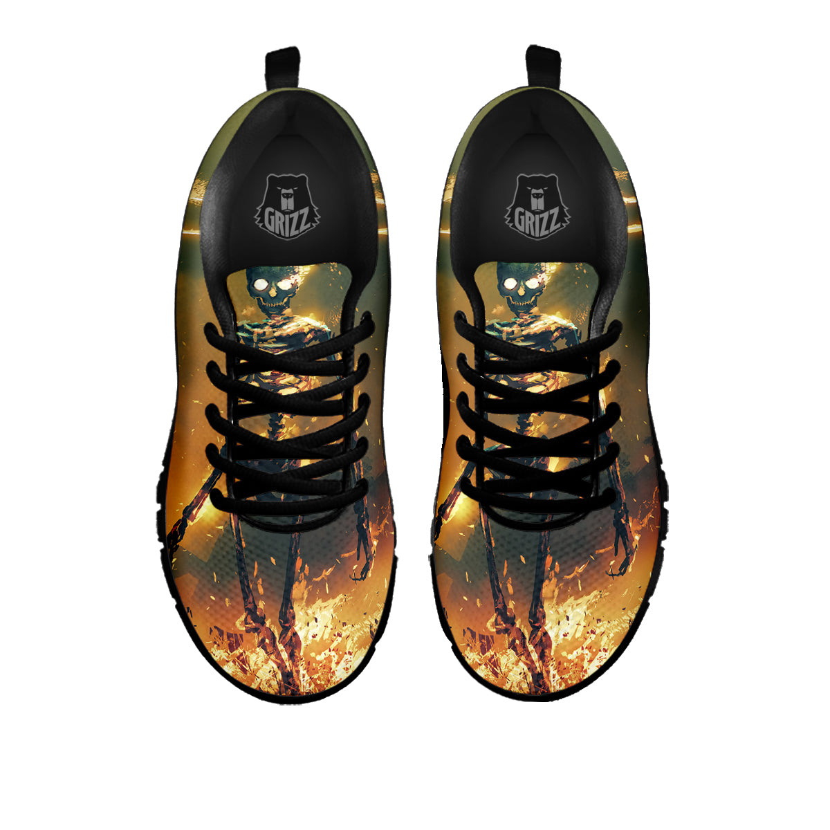 Fire Skeleton Print Black Sneaker-grizzshop