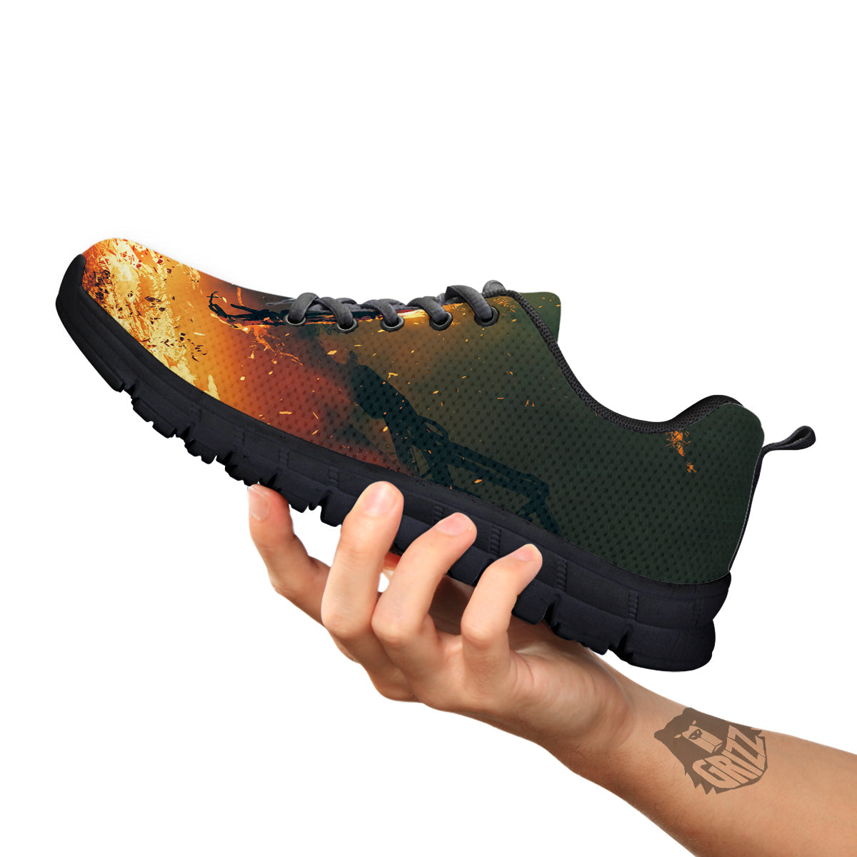 Fire Skeleton Print Black Sneaker-grizzshop