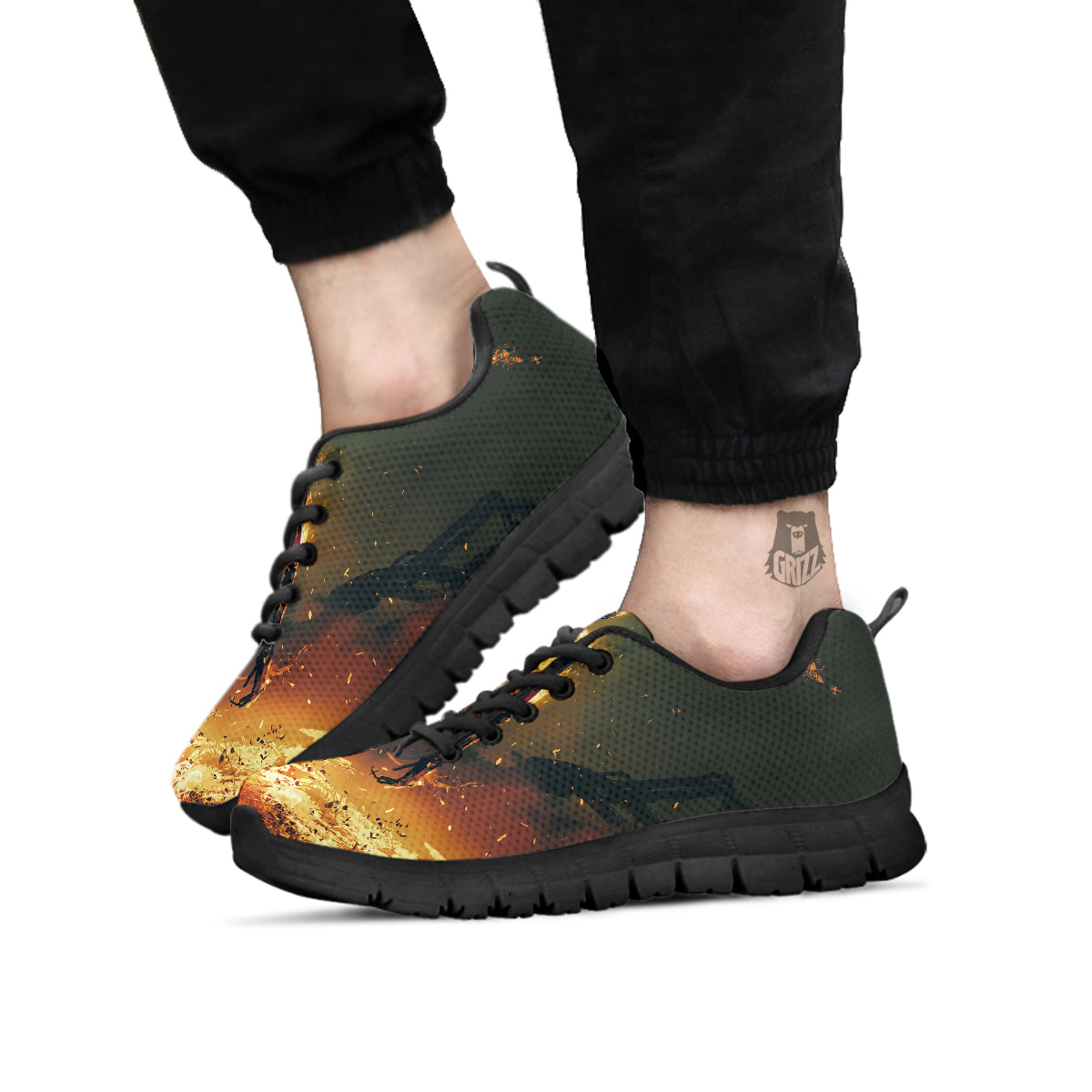 Fire Skeleton Print Black Sneaker-grizzshop