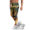 Fire Skeleton Print Men's Leggings-grizzshop