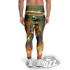 Fire Skeleton Print Men's Leggings-grizzshop