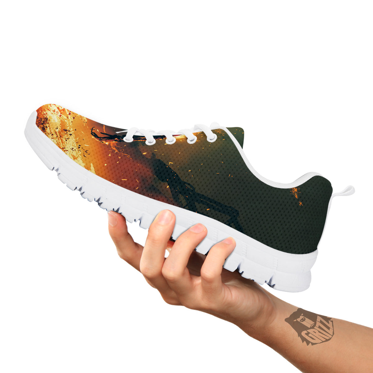 Fire Skeleton Print White Sneaker-grizzshop