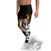 Fire Skull Head Print Men's Leggings-grizzshop