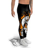 Fire Skull Head Print Men's Leggings-grizzshop