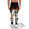 Fire Skull Head Print Men's Leggings-grizzshop