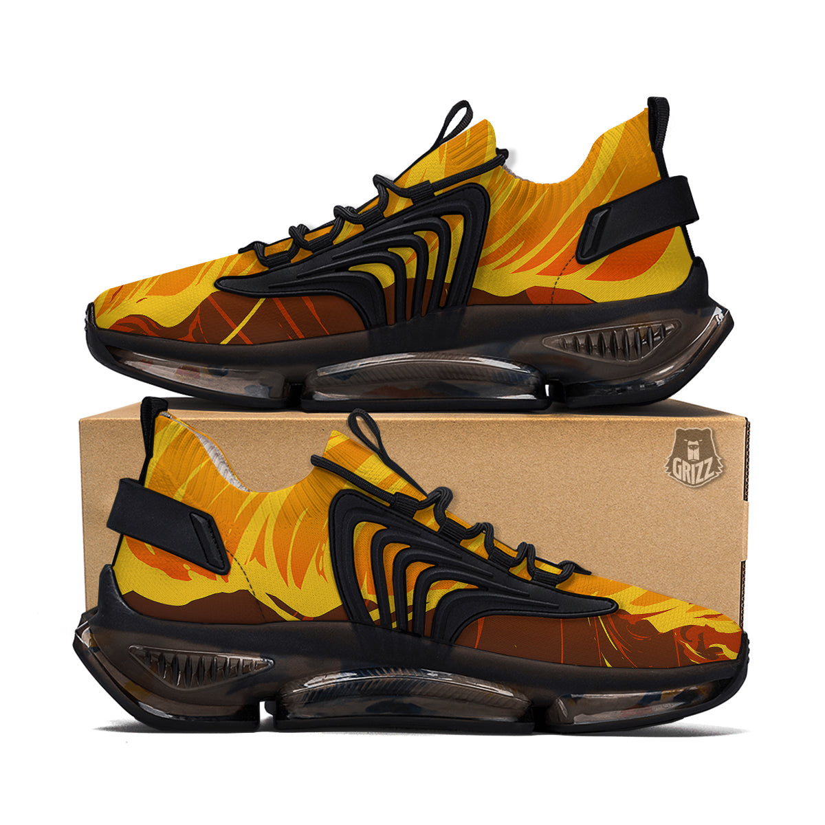Fire Tornado Print Black Gym Shoes-grizzshop