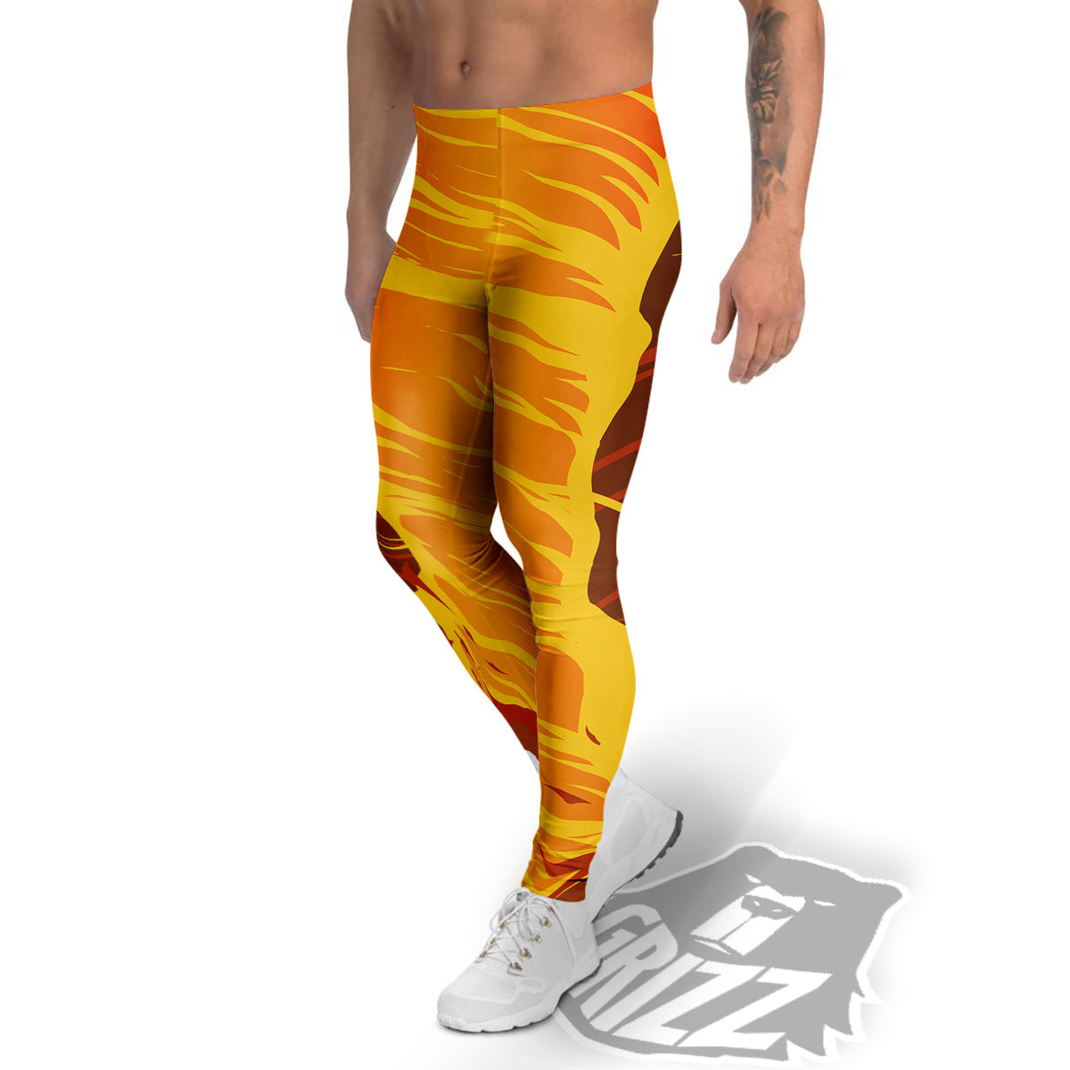 Fire Tornado Print Men's Leggings-grizzshop