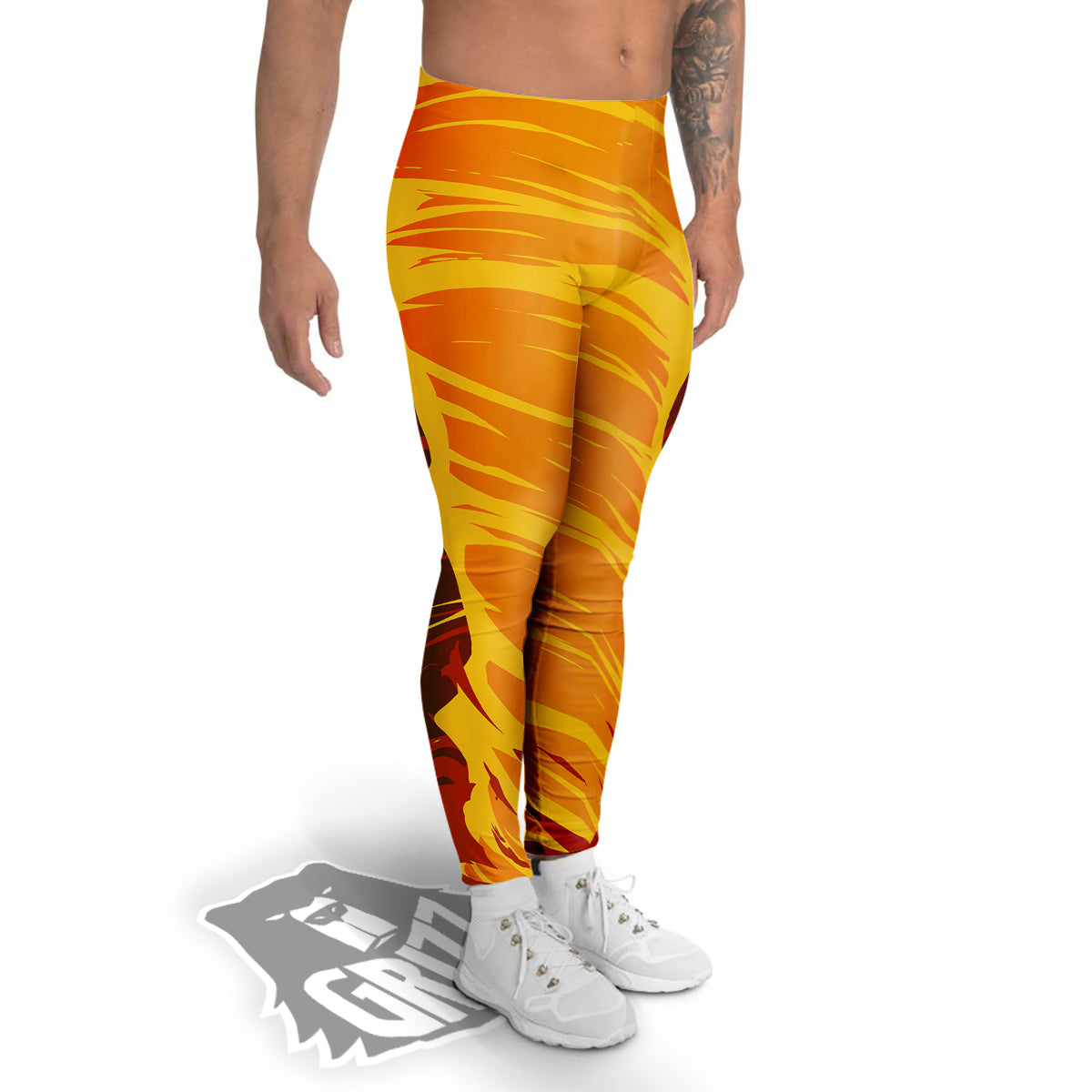 Fire Tornado Print Men's Leggings-grizzshop