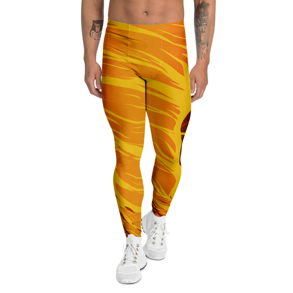 Fire Tornado Print Men's Leggings-grizzshop