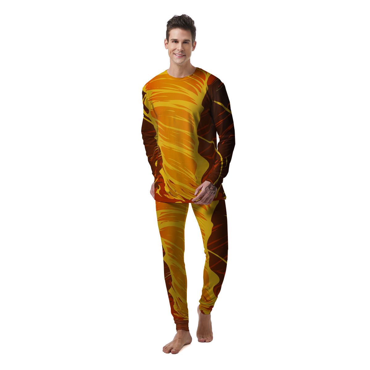 Fire Tornado Print Men's Pajamas-grizzshop