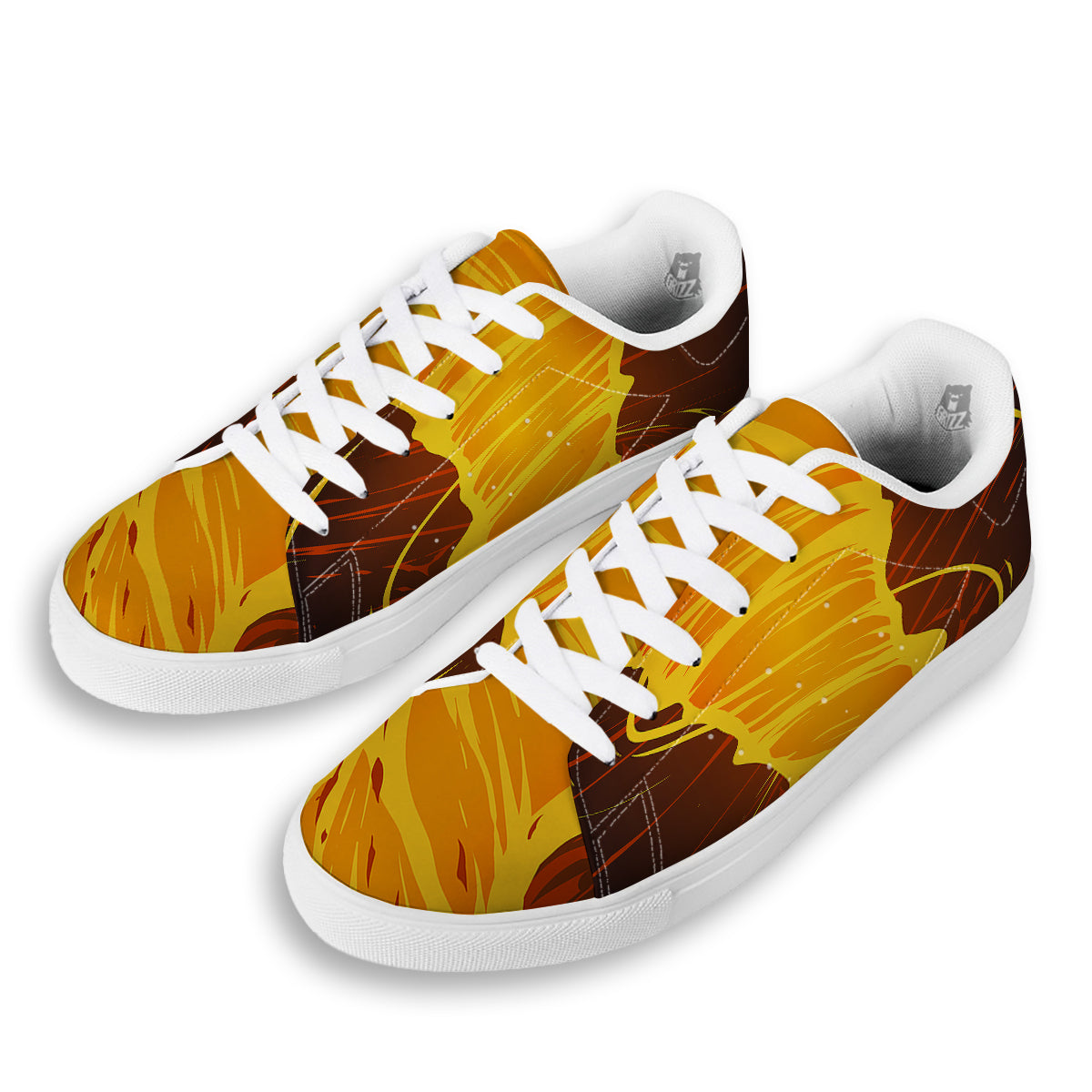 Fire Tornado Print White Low Top Sneakers-grizzshop