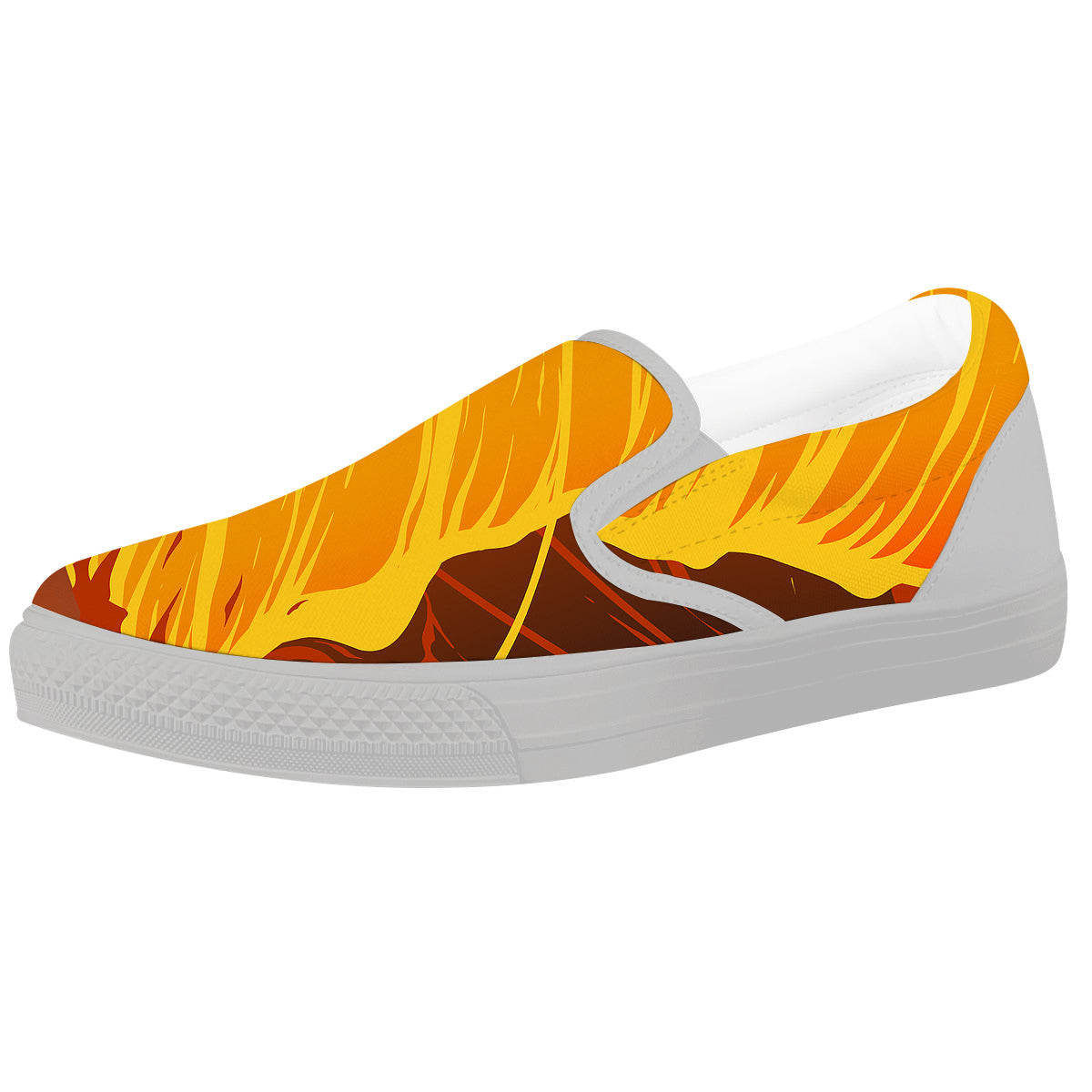 Fire Tornado Print White Slip On Shoes-grizzshop