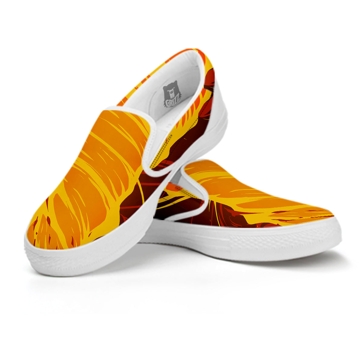 Fire Tornado Print White Slip On Shoes-grizzshop