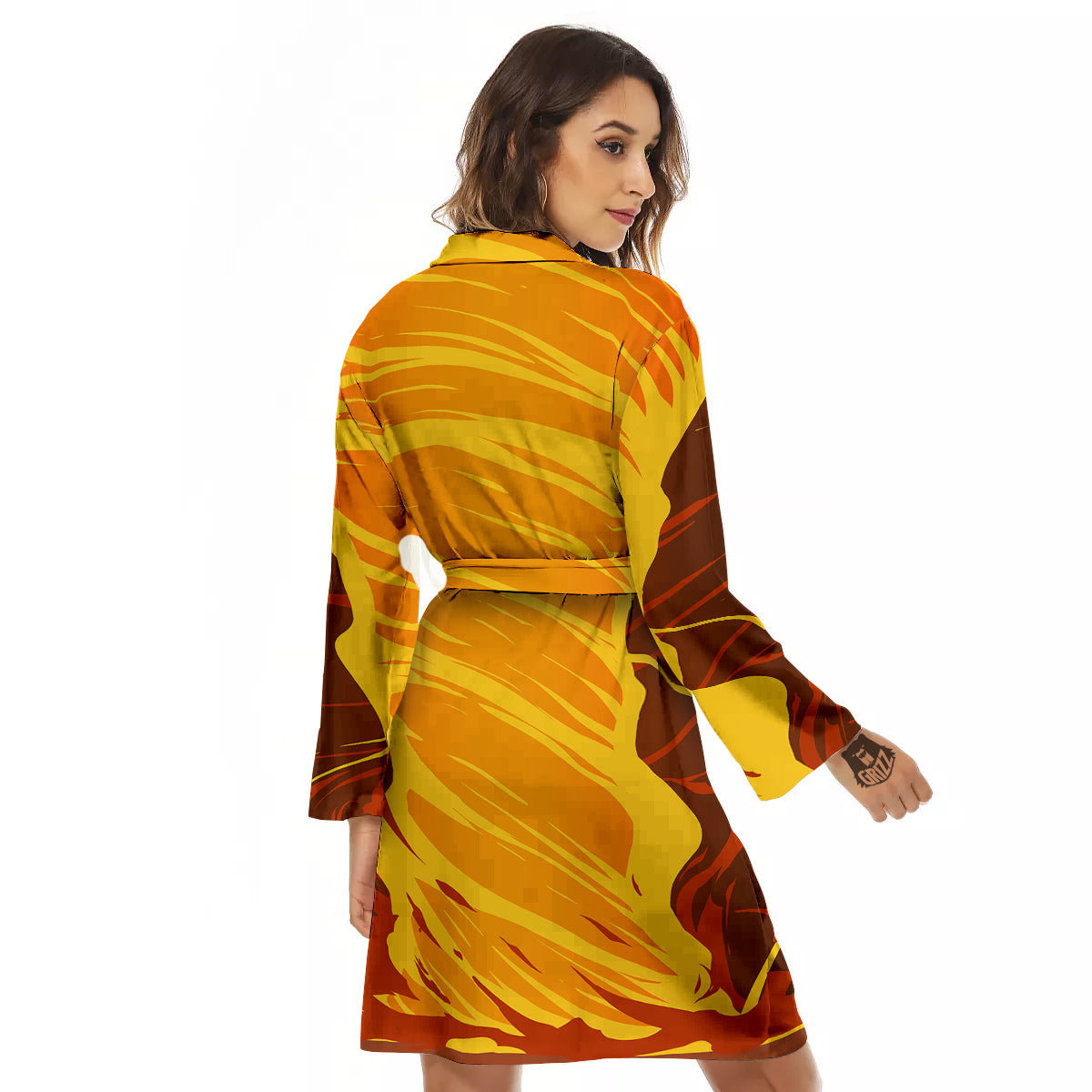 Fire Tornado Print Women's Robe-grizzshop