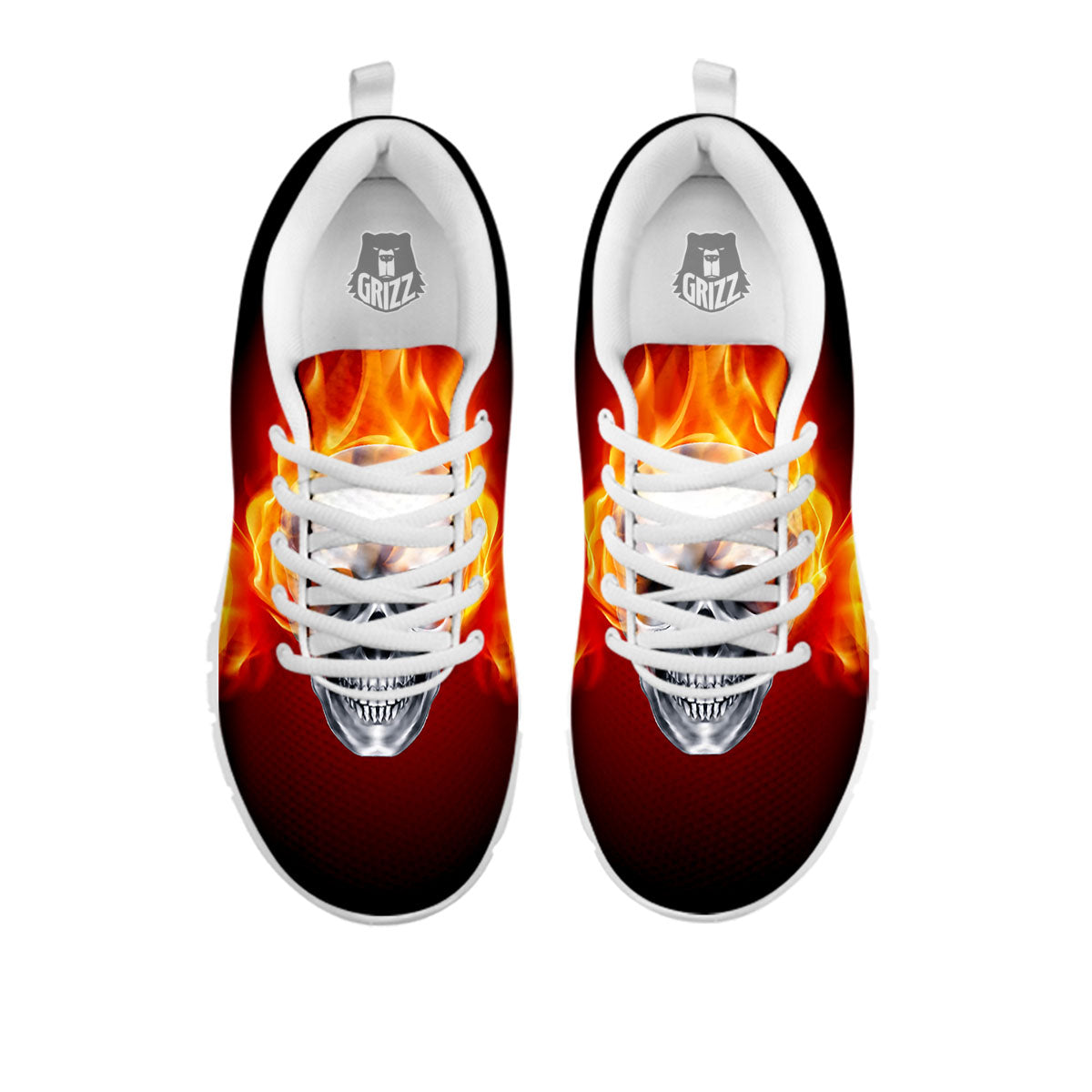 Fire Wings With Flaming Skull Print White Sneaker-grizzshop